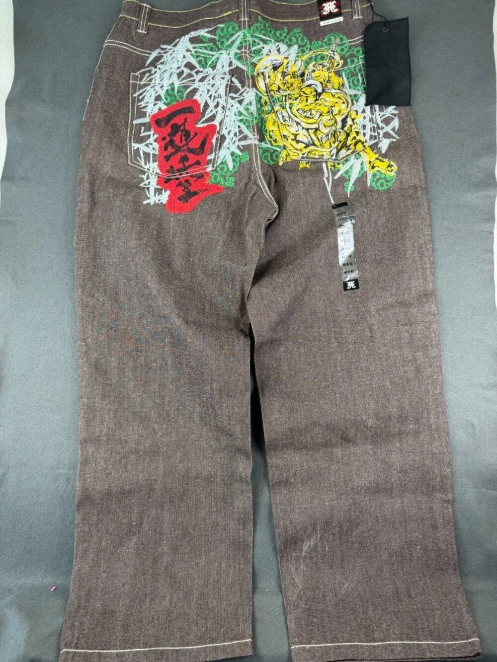 NWT Y2K Ed Hardy Mens Brown Straight Jeans Classic Five Pocket Embroidered 40x32
